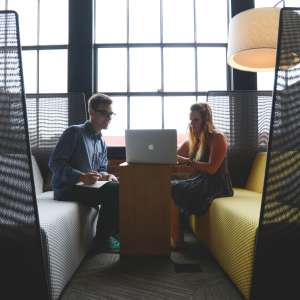 Consultants talking in the office