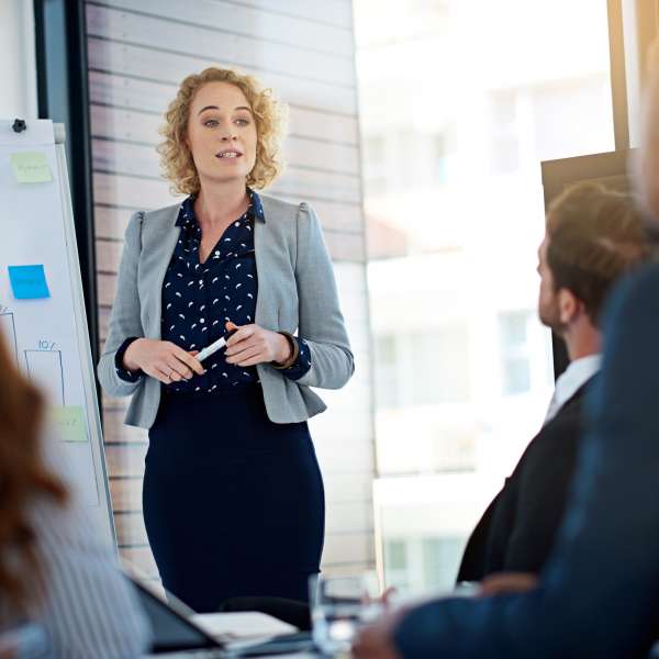 A business consultant consulting other