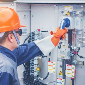 An electrician working in power plant.