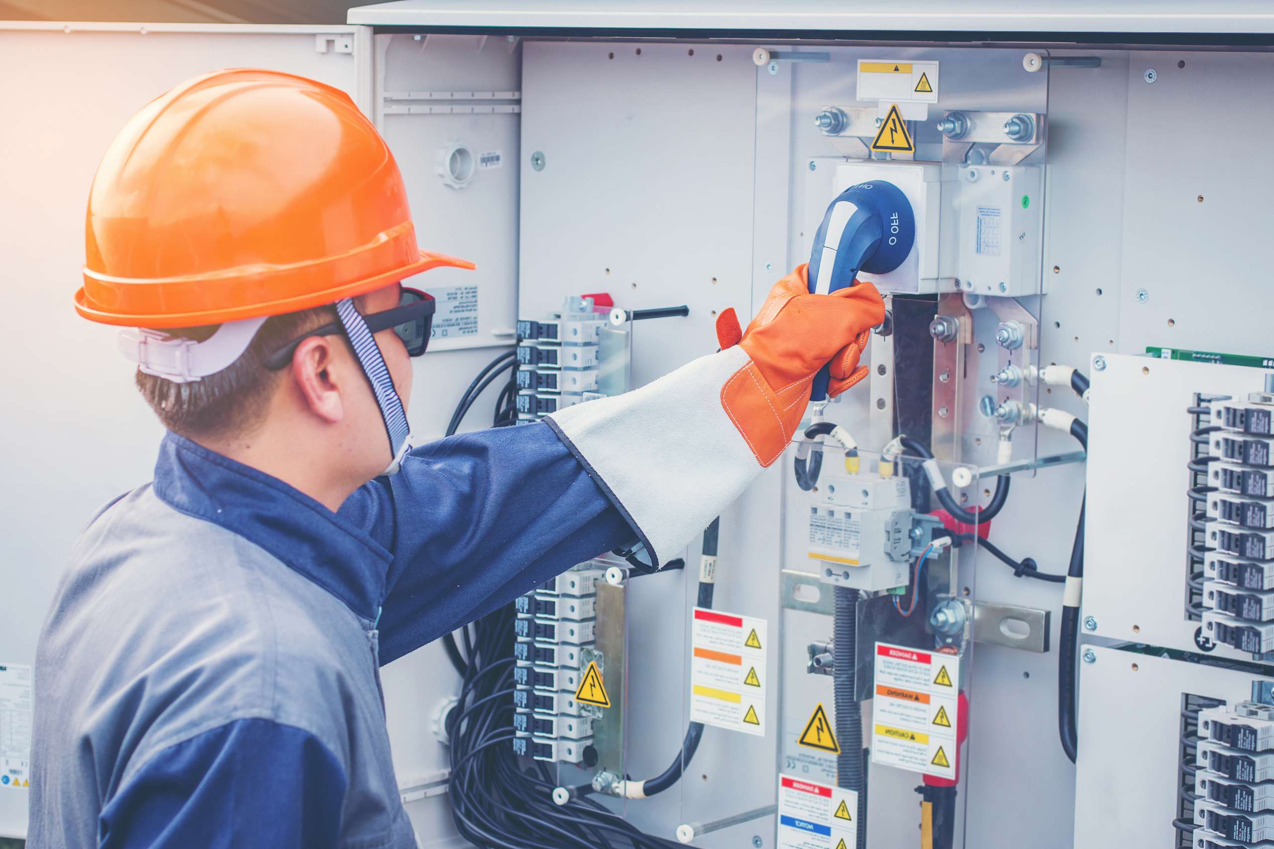 An electrician working in power plant.