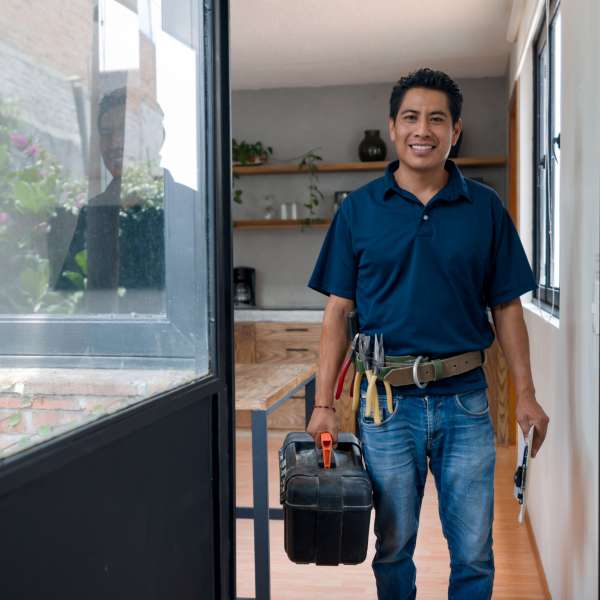 Happy handyman after a house call