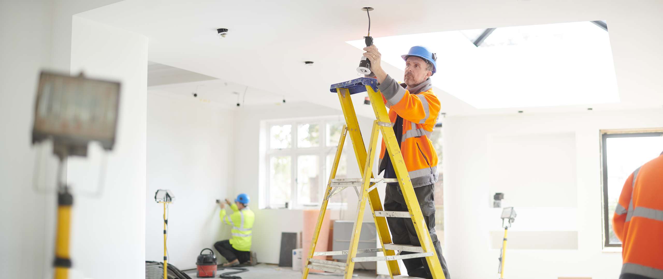 A electrician doing house wiring