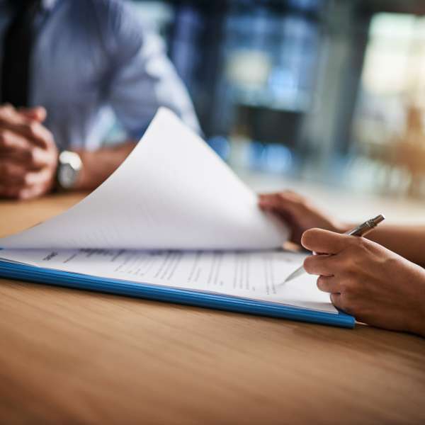 A business person with document