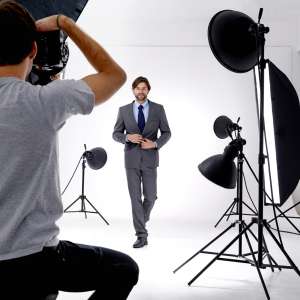 A photographer working in his studio