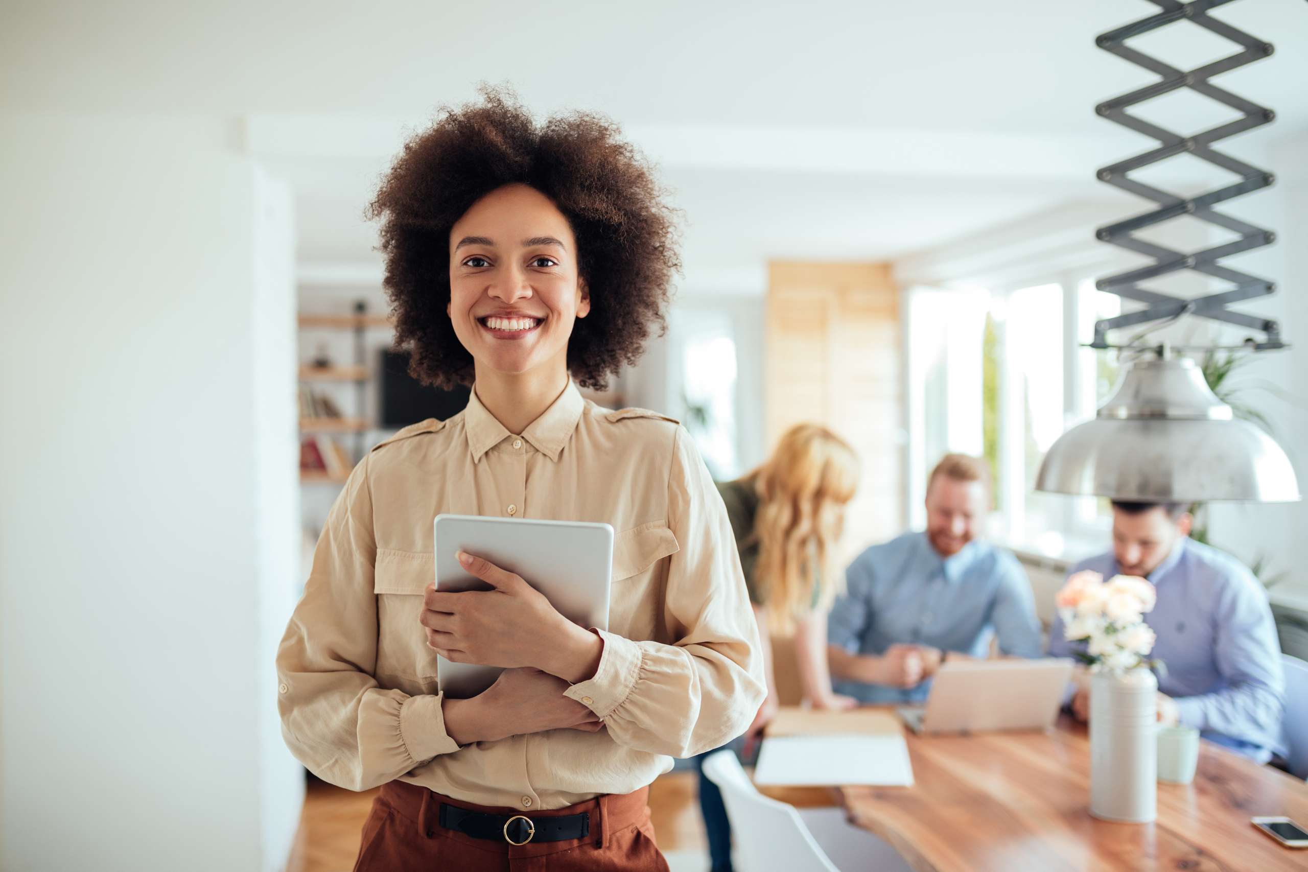 Smiling business owner indoor