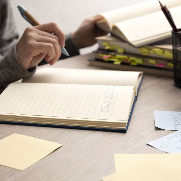Woman working on freelancing writing
