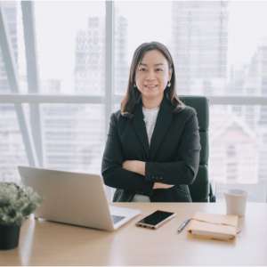 Starting a business in MA: A small business owner in the office.