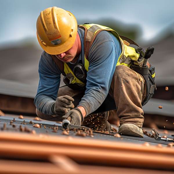 Construction, contractor worker on roof