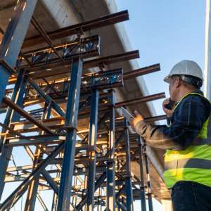 A contractor inspects the structure road construction work at road construction