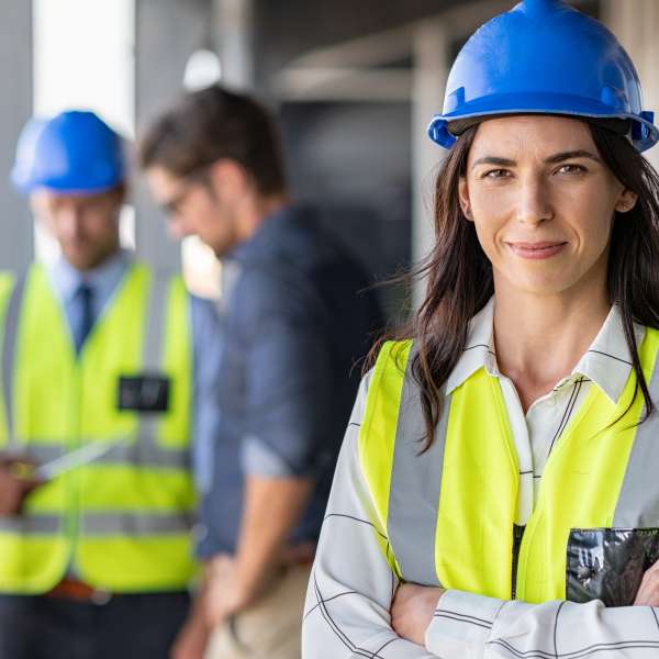 Woman contractor at building site