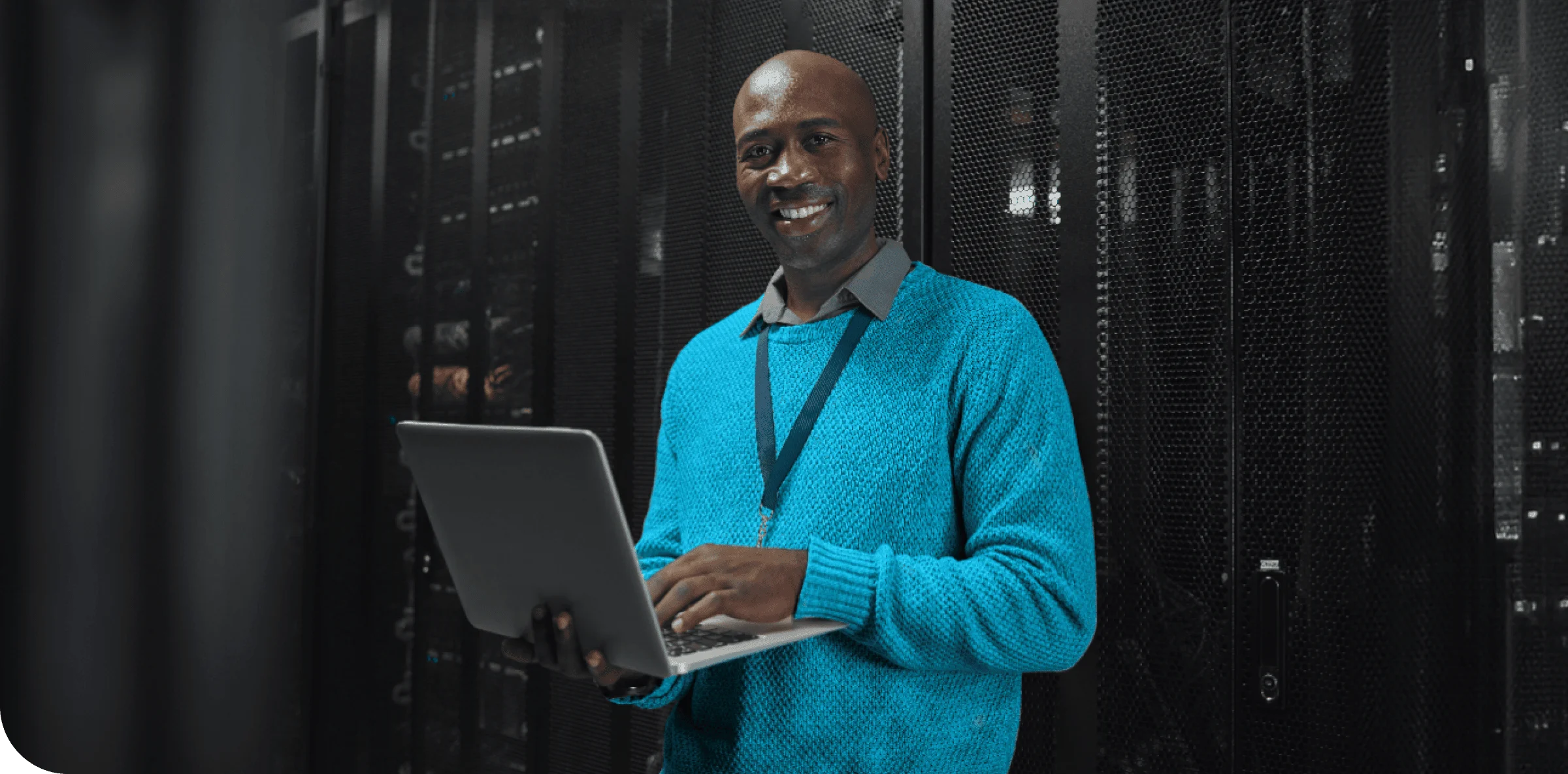 IT Consultant in a data room working