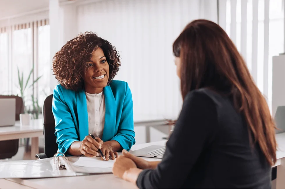 Project manager having a conversation with a client